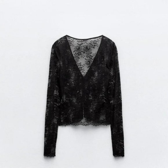 ZARA 2 PIECE SET LACE TOP AND LEGGINGS - Picture 5 of 8
